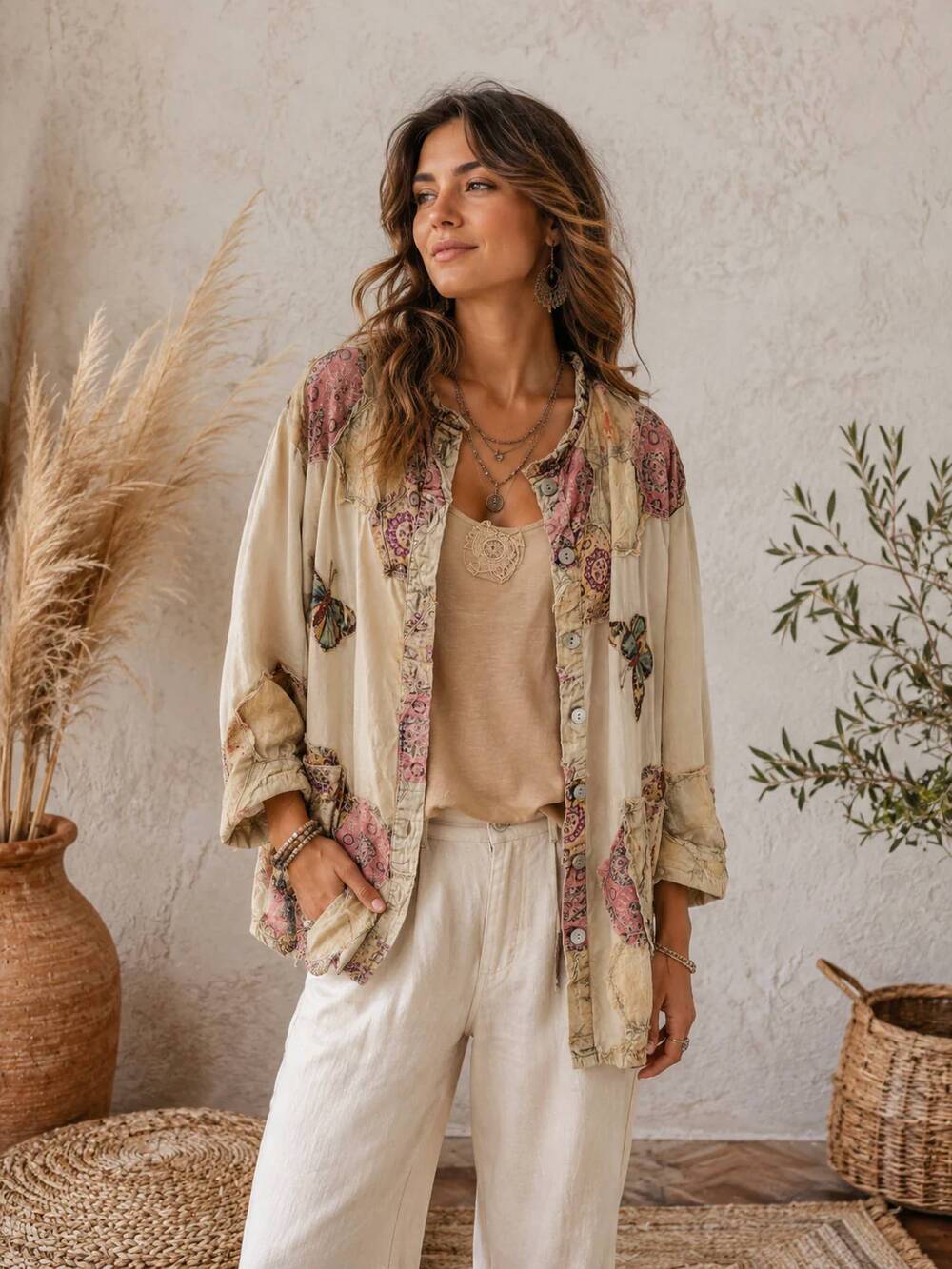 NEW PAPERLACE boho butterfly patchwork jacket in multi